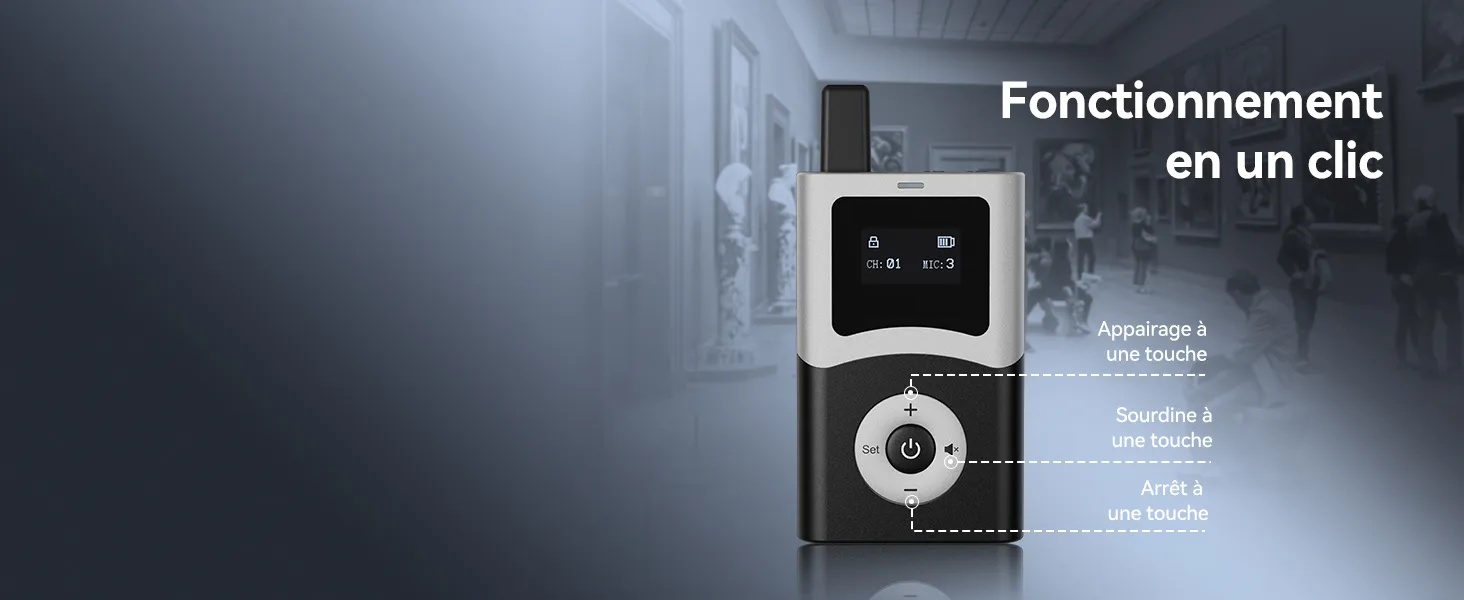 Audioguide tour guide audiophone fonctionnement une touche conférencier